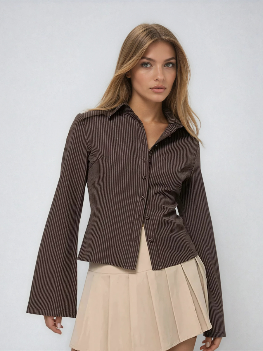 Mira Flared Sleeve Striped Blouse