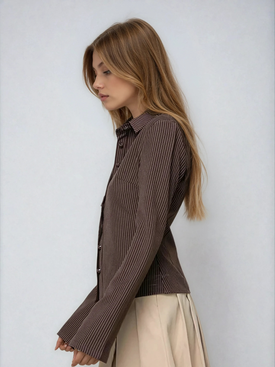 Mira Flared Sleeve Striped Blouse