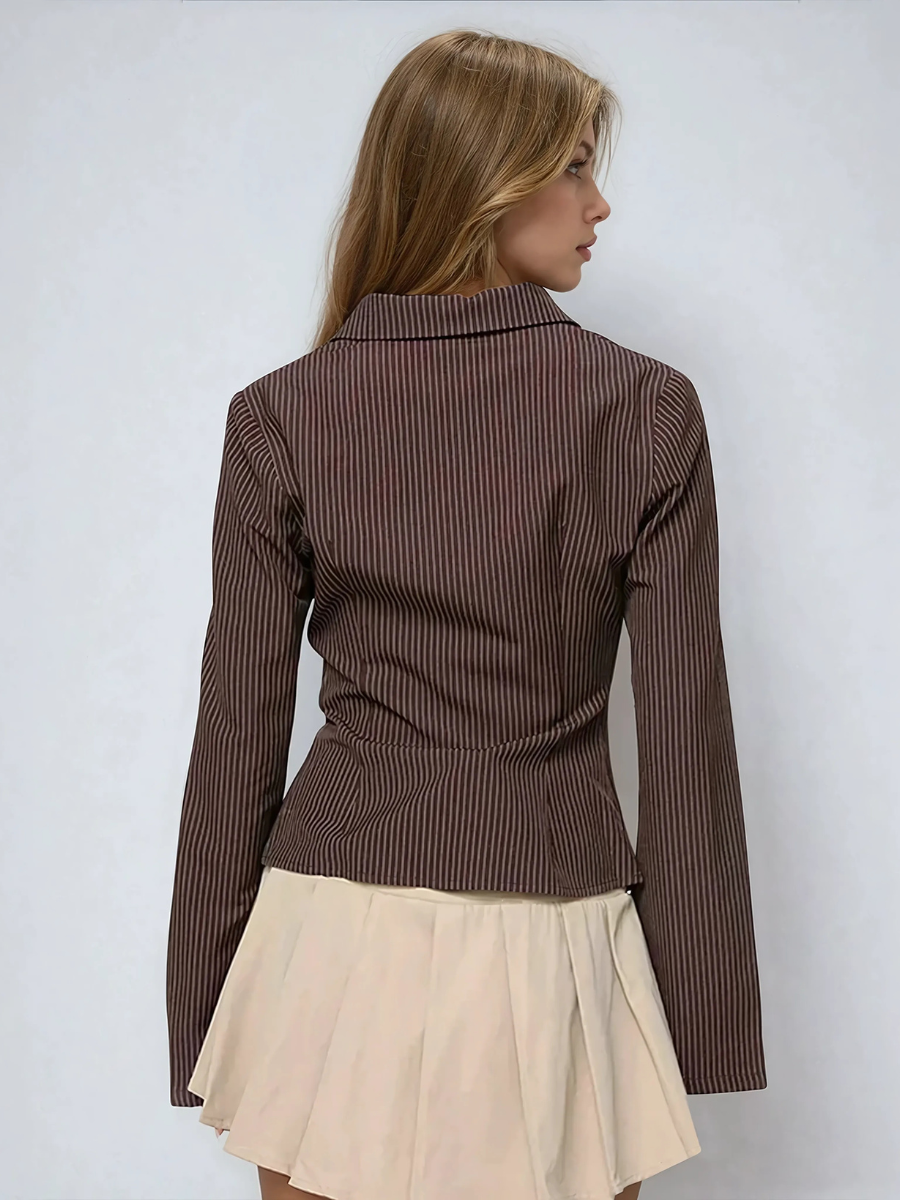 Mira Flared Sleeve Striped Blouse