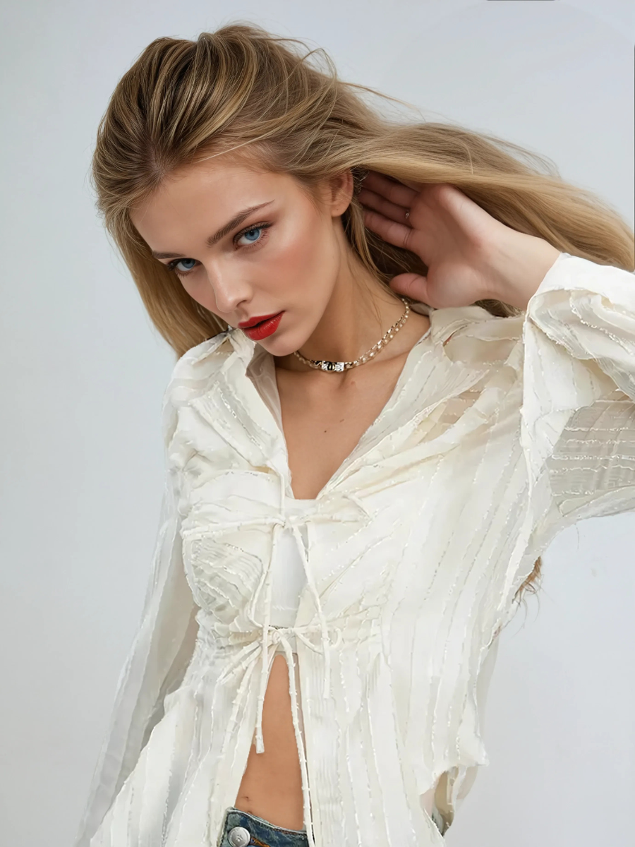Amara Tie Front Lace Blouse