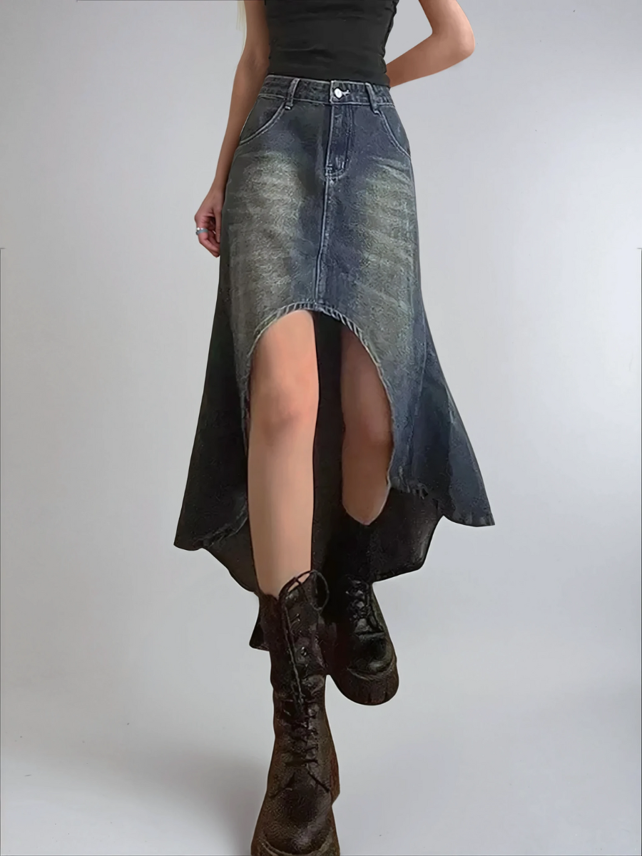 Amara Denim Slit Skirt